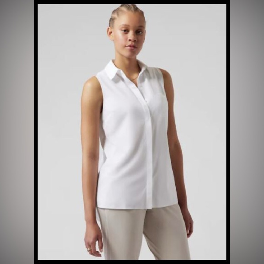 Athleta Urbanite II Sleeveless, Stretchy,White, Button Women's Camisole Size S